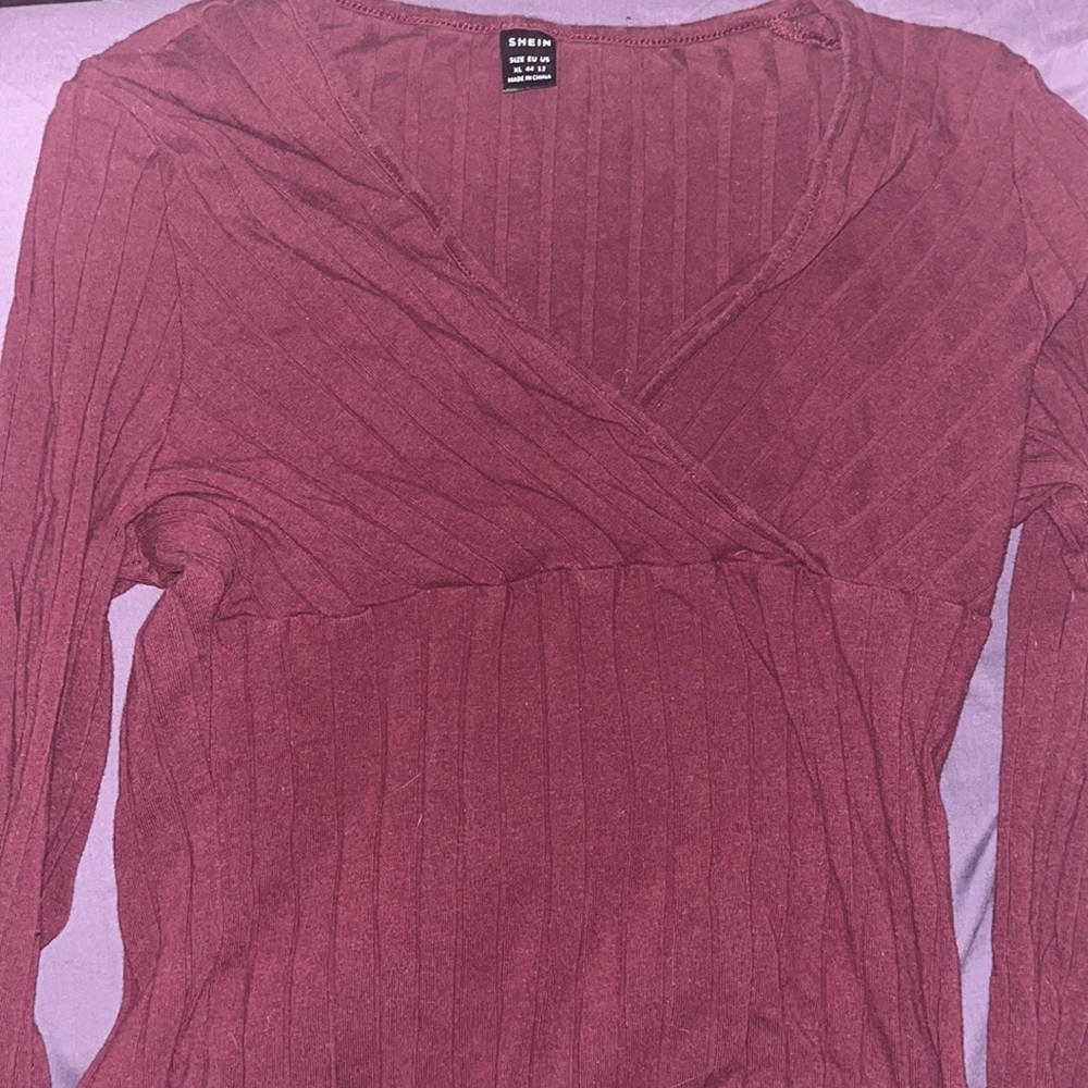 SHEIN tight fitting dark red shirt